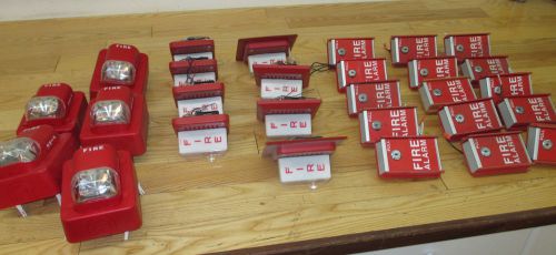 Large lot simplex fire alarm system parts, pulls, strobe lights, horns for sale