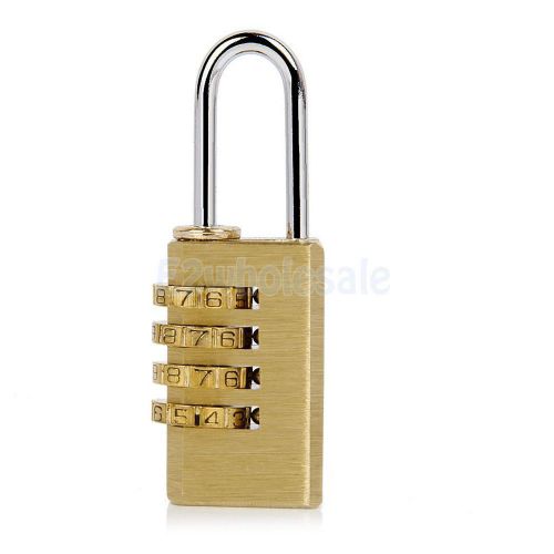 Brass 4 Dial Padlock Combination Lock Suitcase Luggage Laptop Bag Resettable