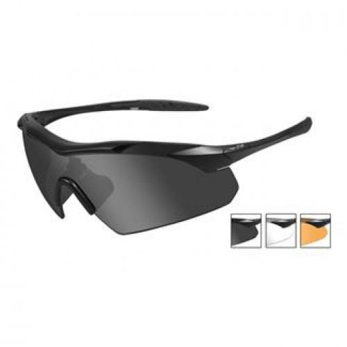 Wiley X 3502 Black Ops WX Vapor Glasses Grey, Clear, Rust Lens Black Frame
