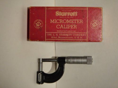 Vtg starrett 0 to 1 no 569 tube micrometer caliper machinist tool w/ box &amp; acc for sale