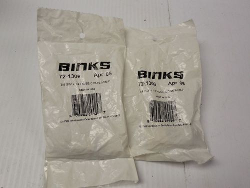 NEW LOT OF 2 BINKS FEMALE AIR HOSE CONNECTOR FITTING 72-1306 3/8&#034; SW 1/4&#034; HOSE