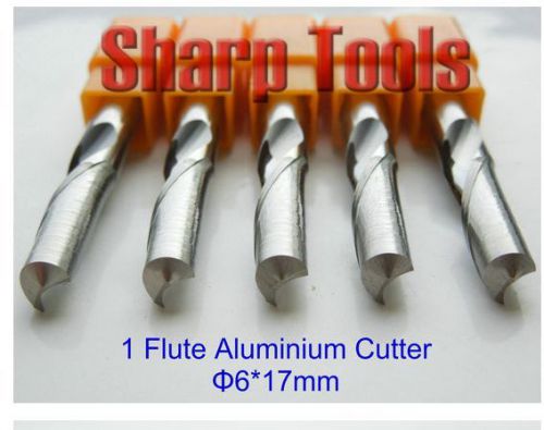5pcs single flute carbide spiral cutter aluminum cnc router bits 6mm 17mm for sale