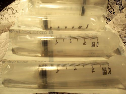 New bd (5) 2 oz (60cc  60ml) syringe catheter tip with cap for sale