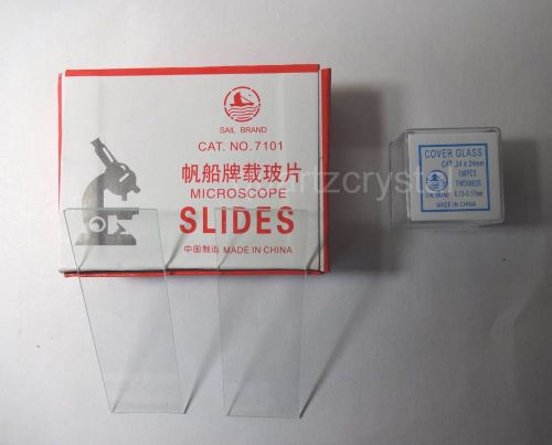 100 pcs microscope slides (25.4*76.2mm)+200 pcs microscope cover glass, 24*24mm for sale