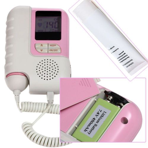 Fetal Doppler 2MHz with LCD Display &amp; Rechargeable Batteries AC recharger- PINK