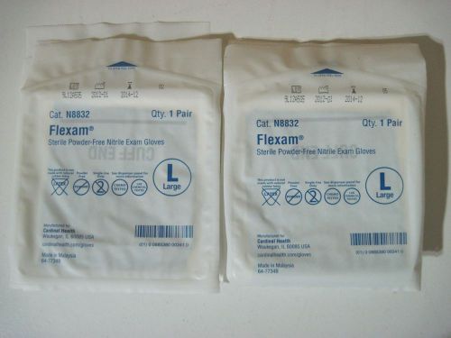 New Flexam Sterile Powder Free Nitrile Exam Gloves N8832 Sz L Large 10 Pair