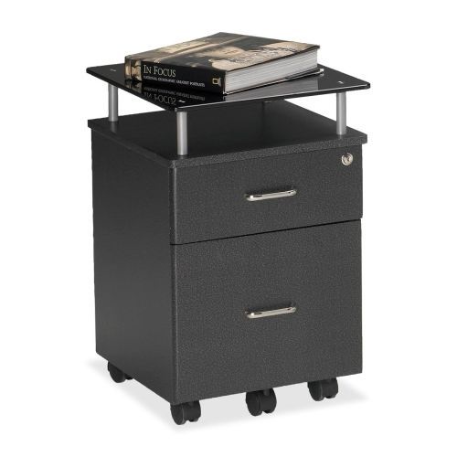 Eastwinds Vision Locking Box/File Pedestal, Anthracite with Black Glass
