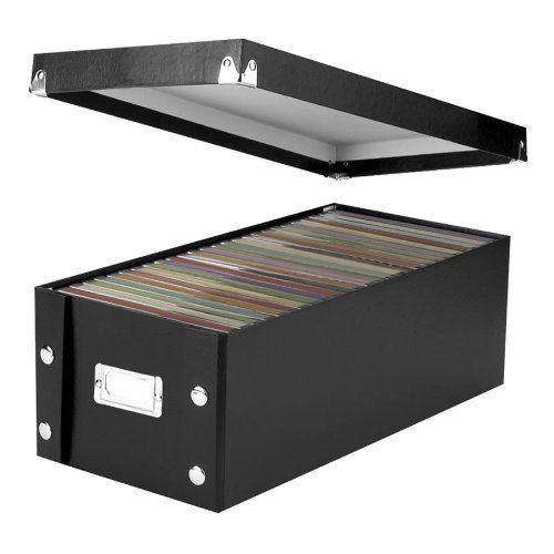 Double wide cd storage box black attractive desktop snap &amp; file office design for sale