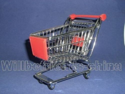 Mini Shopping Trolley Model Office Desk Sundries Cart Case Ornament Charm Toy