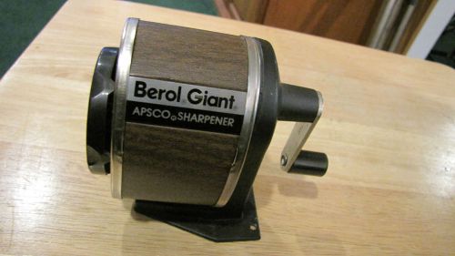 VINTAGE BEROL GIANT Apsco Pencil Sharpener Wood Grain Simulated Finish