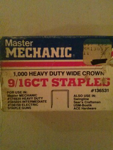 Master Mechanic 1,000 heavy duty wide crown staples 9/16 ct #136531