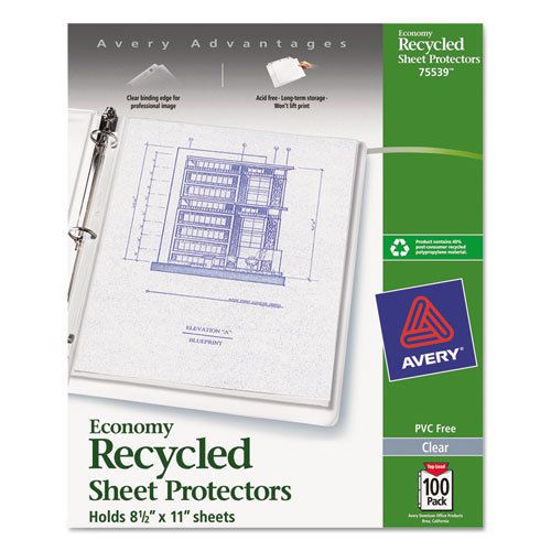 Top-load recycled polypropylene sheet protector, clear, 100/box for sale