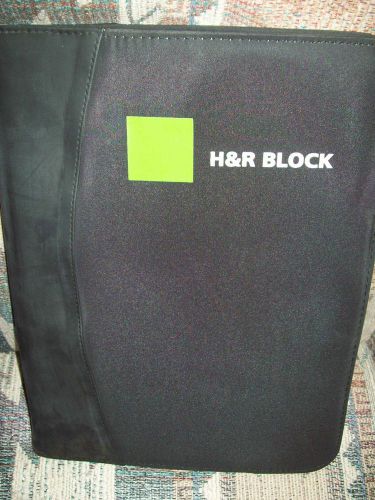 TRAPPER KEEPER BLACK WITH H &amp; R BLOCK &amp; THE GREEN LOGO ON THE FRONT COMPARTMENTS
