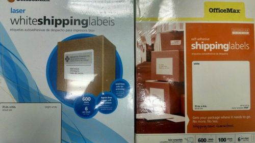 (2)Laser white shipping labels OfficeMax-6 per sheet -600 labels 3 1/3 in x 4 in