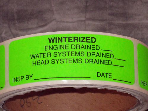 Green Inspected By Winterized Engine Water Head Drained Labels Stickers 3&#034; X 1&#034;