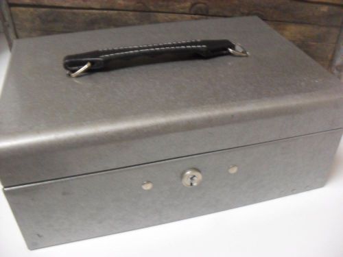 Vintage metal industrial cash box gray metal upcycle refinish paint storage for sale