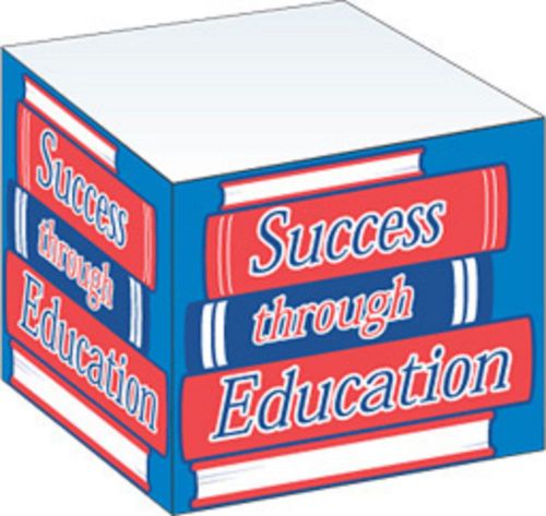 Paper Note Cube White 500 Count with &#034;Success through Education&#034; Great Gift