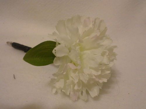 Flower Pen--Carnation--White-Green-Yellow-Handcrafted-NEW-black ink