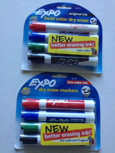 EXPO MARKERS 4CT PACK BASIC COLORS CHISEL TIP - 80174 (Set of 2)