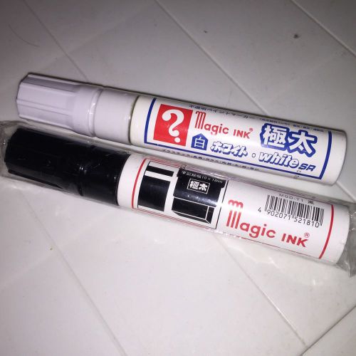 2 Magic Ink Extra Broad Markers Black And White