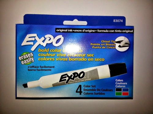 EXPO Dry Erase Color Markers Set of 4 Assorted Colors Black Blue Green Red 83074
