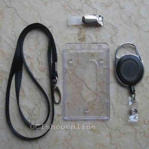 Lanyard + id card badge holder + retractable clip reel 555555 for sale