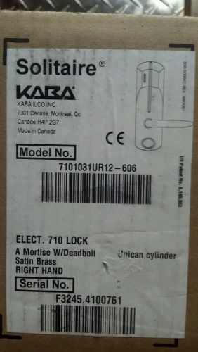 Kaba Ilco 710 Lock. Mortise and Deadbolt.Satin Brass. Right Hand 7101031UR12-606