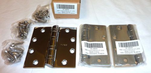 3 Ives 5BB1HW 4.5&#034; x 4.5&#034; 629 HT US32 Ball Mortise Butt Hinges BRIGHT STAINLESS