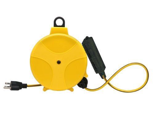 Designers edge e315 retractable extension cord reel with lighted 3-outlet new for sale