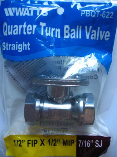 6 bulk new 1/2 fip x 1/2 mip - 7/16 sj straight quarter turn ball valve pbqt-622 for sale