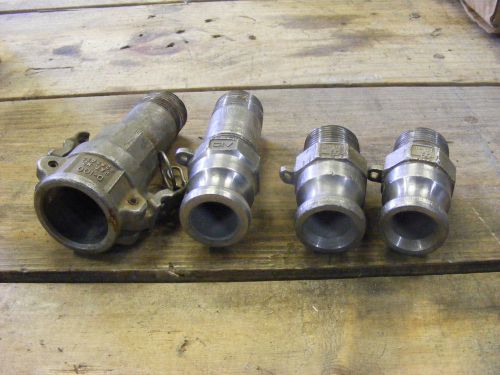 Lot of (4) 1&#034; npt threaded camlock quick coupler hose fittings 1 female 3 male for sale