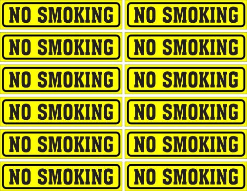 LOT OF 12 GLOSSY STICKERS, &#034;NO SMOKING&#034;, FOR INDOOR OR OUTDOOR USE