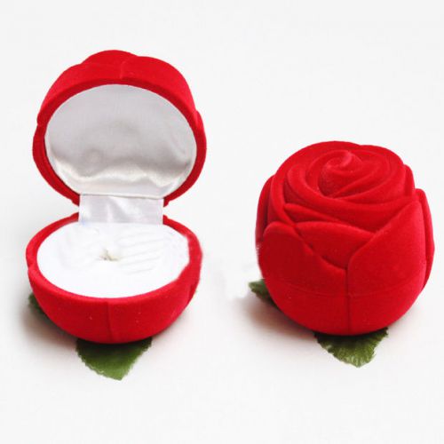 Jewellery Gift Boxes Valentine Engagement Velvet Red Rose Design For Rings EA007