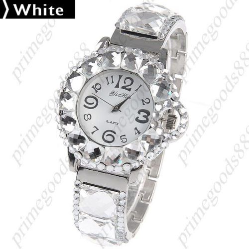 White round alloy band rhinestone wrist lady ladies quartz wristwatch women&#039;s for sale