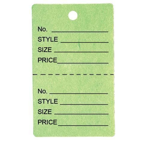 1000 small perforated merchandise coupon price tags light green for sale