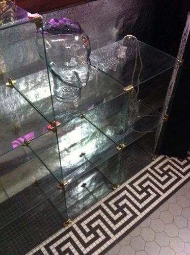 ALL GLASS BLOCK DISPLAYCASE W/ BRASS HARDWARE!!!SAVE!!!GREAT 4 RESALE SHOP