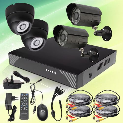 4 ch digital video recorder cctv security system + 4 color cmos camera home kit for sale