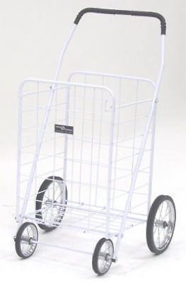 White jumbo 150-lb 4-wheel folding shopping cart for sale