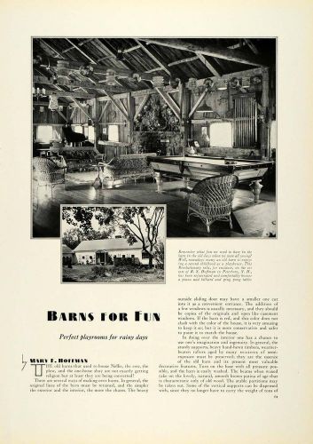 1931 article barn playrooms recreation interior decoration r. s. hoffman col2 for sale