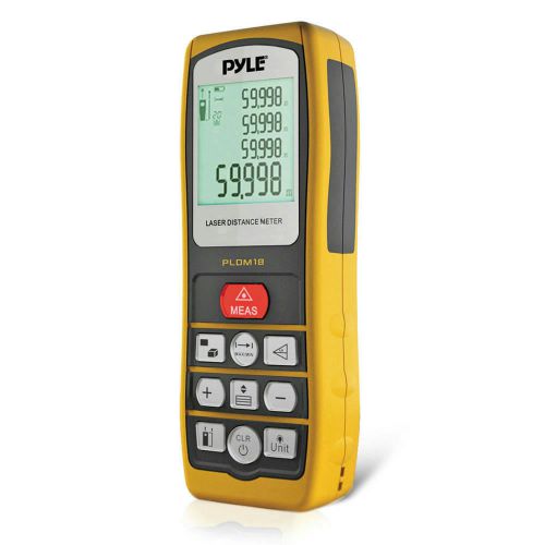 New Pyle PLDM18 Handheld Laser Distance Meter W/  Backlit LCD Display Measuring