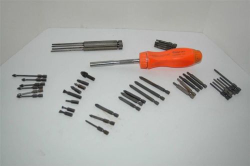 Snap On Orange Ratcheting Screwdriver With Apex Bits Aviation Tool Automotive