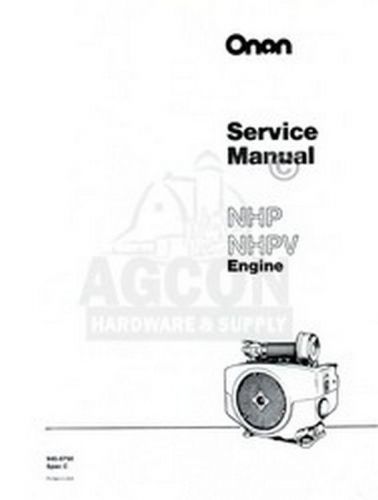 ONAN NHP and NHPV Spec C Engine Service Manual 940-0750