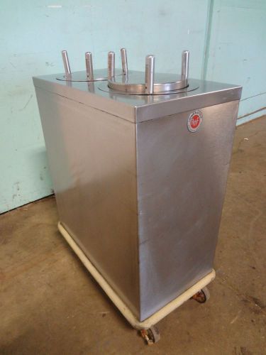 &#034; a m f &#034; s.s. mobile heated 9&#034; dual plate dispenser/carrier/cart on casters for sale