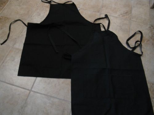 LOT OF 2 RESTAURANT COOKS APRONS **BLACK** FREE SHIPPING!!!