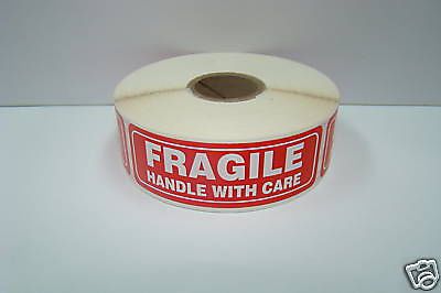 1000 Labels of 1x3 FRAGILE Handle with Care Mailing Sticker Rolls