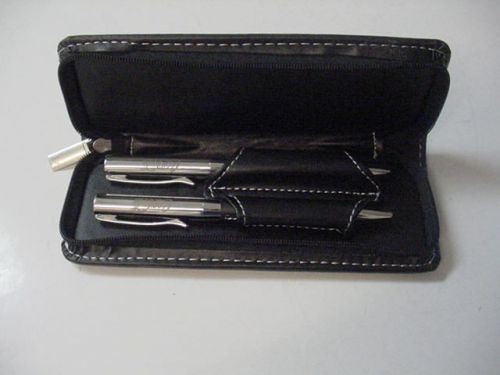 Coca Cola Pen Pencil Set Faux Leather Coke Zip Carry Case Black NEW-MINT