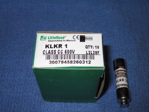 NEW Box of Ten (10) Littelfuse KLKR 1 Amp 600 Volt Fuses - ATMR-1, KTK-R-1, HCLR