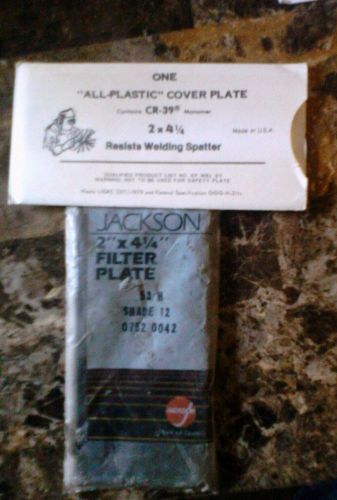 Vtg jackson new 2&#034; x 4 1/4&#034; glass welding helmet filter plates -shade 12 for sale