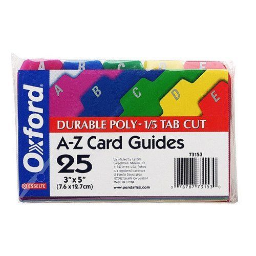 Ampad Oxford A-Z Durable Poly Card Guides 4&#039;x6&#039;&#039; Assorted Colors 73153 Tab Index