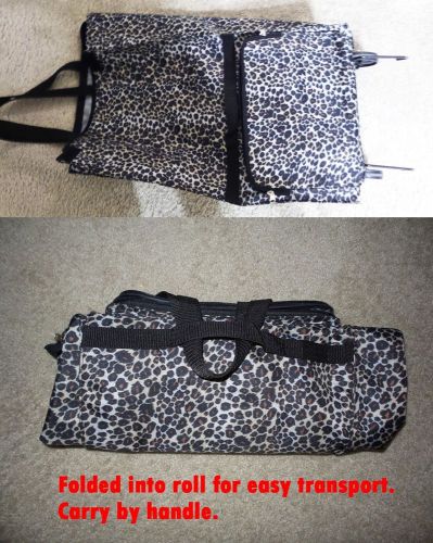 Leopard animal print portable folding tote shopping cart for sale